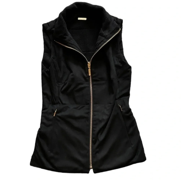 Lilly Pulitzer Vest Womens XXS Black Skyden Reversible Golf Suede Sherpa Sporty - Picture 8 of 15